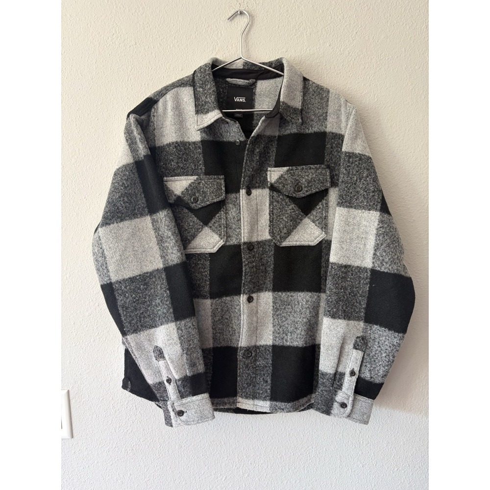 Vans Heavyweight Flannel Shirt Fuzzy Mens M Black Plaid